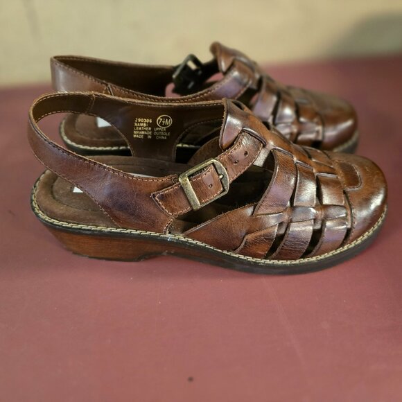 New Womens Brown Leather Strappy Sandals 6M 6.5M 7.5M - Picture 2 of 3
